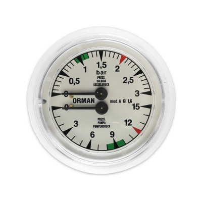 Double Scale Boiler-pump pressure gauge for „Astoria“ 4621112, Ø 63 mm
